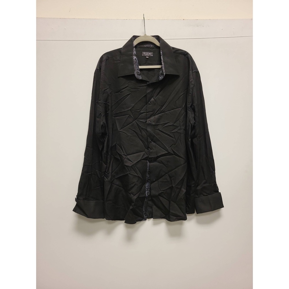 Tessori XXXL Shirt Black Long Sleeve‎ Button Up Dress Shirt Menswear Italy
